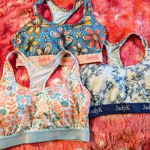 JadyK Floral Print Sports Bras - Blue, Pink, White Like New